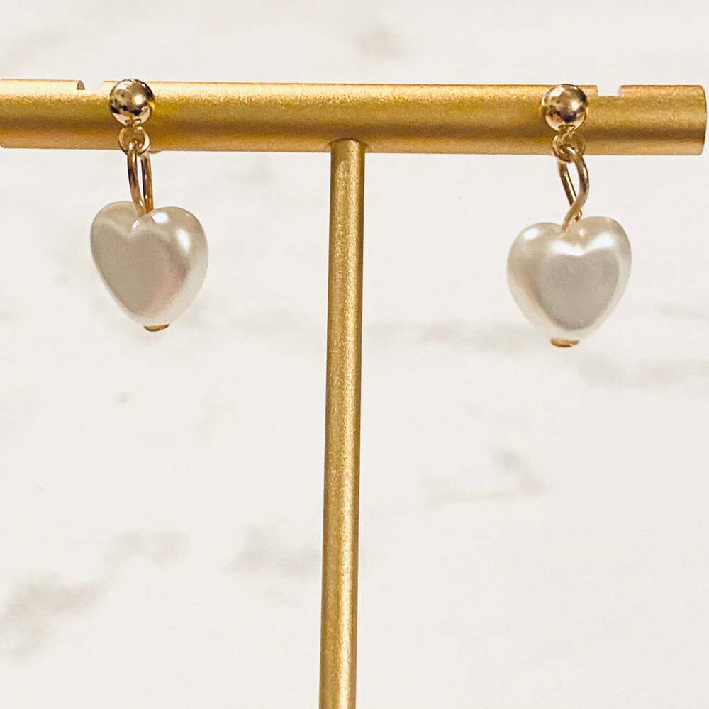 Pearl Heart Drop Earrings